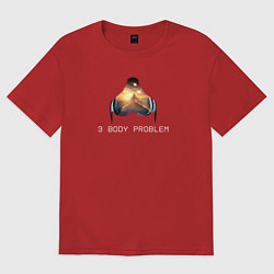 Футболка оверсайз женская Задача трёх тел - интерактивный шлем, цвет: красный