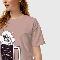 Футболка оверсайз женская Космический пивас, цвет: пыльно-розовый — фото 2