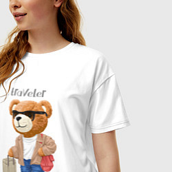 Футболка оверсайз женская Плюшевый медвежонок - путешественник, цвет: белый — фото 2
