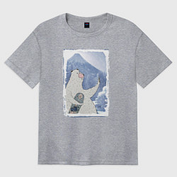 Футболка оверсайз женская Зимние медвежьи селфи, цвет: меланж