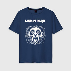 Футболка оверсайз женская Linkin Park rock panda, цвет: тёмно-синий