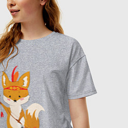 Футболка оверсайз женская Лисёнок лучник, цвет: меланж — фото 2
