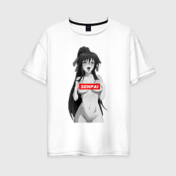 Футболка оверсайз женская Ахегао senpai nudity, цвет: белый