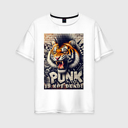 Женская футболка оверсайз Cool tiger - punks not dead