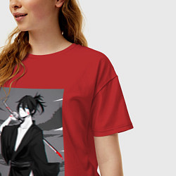 Футболка оверсайз женская Ято с катаной, цвет: красный — фото 2