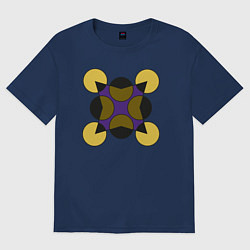 Футболка оверсайз женская Геометрические фигуры - круги со звездой, цвет: тёмно-синий