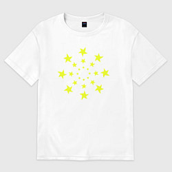 Футболка оверсайз женская Желтые неоновые звезды, цвет: белый