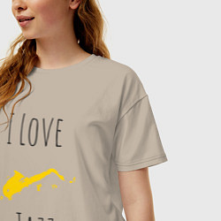 Футболка оверсайз женская Я люблю джаз, цвет: миндальный — фото 2