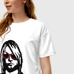 Футболка оверсайз женская Kurt Cobain Nirvana portrait, цвет: белый — фото 2