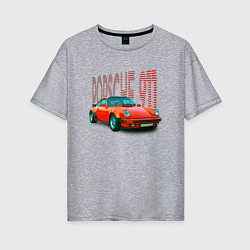 Футболка оверсайз женская Немецкий автомобиль Порше 911, цвет: меланж