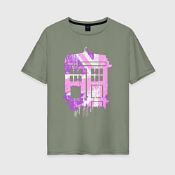 Футболка оверсайз женская Pink tardis, цвет: авокадо