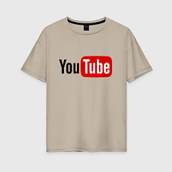 Футболка оверсайз женская You tube logo, цвет: миндальный