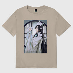 Футболка оверсайз женская Ванцзи Лань кролики, цвет: миндальный