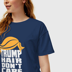 Футболка оверсайз женская Trump hair dont care, цвет: тёмно-синий — фото 2