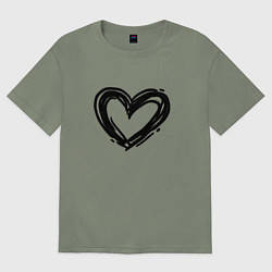 Футболка оверсайз женская Черное сердце, цвет: авокадо