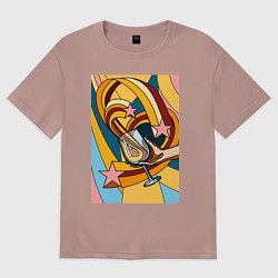 Женская футболка оверсайз Рука с бокалом поп-арт