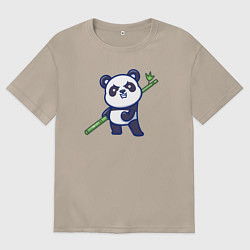 Футболка оверсайз женская Панда воин, цвет: миндальный