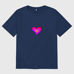 Футболка оверсайз женская Яркое сердце в точке, цвет: тёмно-синий
