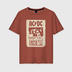 Футболка оверсайз женская ACDC винтажный постер, цвет: кирпичный