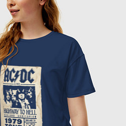 Футболка оверсайз женская ACDC винтажный постер, цвет: тёмно-синий — фото 2