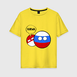 Футболка оверсайз женская Курва, цвет: желтый