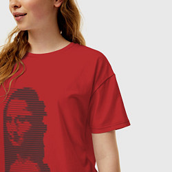 Футболка оверсайз женская Mona Lisa text, цвет: красный — фото 2