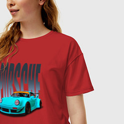 Футболка оверсайз женская Porsche 911 винтажный немецкий автомобиль, цвет: красный — фото 2