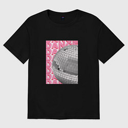 Футболка оверсайз женская Ретро диско шар dance, цвет: черный