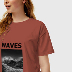 Футболка оверсайз женская Waves, цвет: кирпичный — фото 2