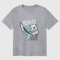 Футболка оверсайз женская Клинок, рассекающий демонов Инозука, цвет: меланж