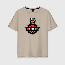Футболка оверсайз женская MMA fight night, цвет: миндальный