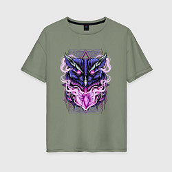 Футболка оверсайз женская Магическая сова с кристаллом, цвет: авокадо