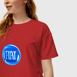 Футболка оверсайз женская FIAT logo blue, цвет: красный — фото 2