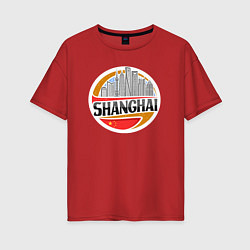 Футболка оверсайз женская Шанхай Китай, цвет: красный