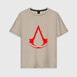 Футболка оверсайз женская Red logo of assassins, цвет: миндальный