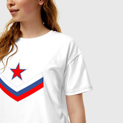 Футболка оверсайз женская Звезда и российский флаг, цвет: белый — фото 2