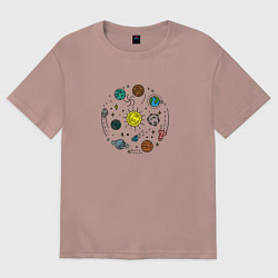 Футболка оверсайз женская Вокруг солнца за 365 дней, цвет: пыльно-розовый