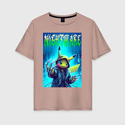 Женская футболка оверсайз Pikachu - nightmare ai art fantasy