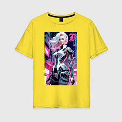 Футболка оверсайз женская Pretty Barbie blond - cyberpunk ai art, цвет: желтый