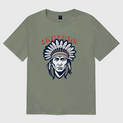 Футболка оверсайз женская Индеец прерий, цвет: авокадо