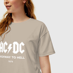 Футболка оверсайз женская AC DC - Highway to hell 1979, цвет: миндальный — фото 2