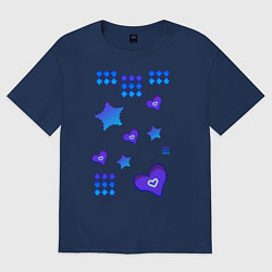 Футболка оверсайз женская Фигурный рисунок, цвет: тёмно-синий