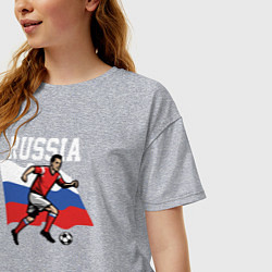 Футболка оверсайз женская Russia football inscription, цвет: меланж — фото 2
