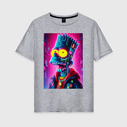 Футболка оверсайз женская Cyber Bart Simpson - neon glow ai art, цвет: меланж