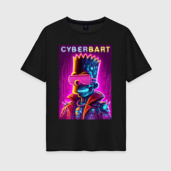 Футболка оверсайз женская Cyber Bart - neon glow ai art fantasy, цвет: черный
