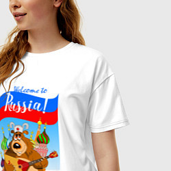 Футболка оверсайз женская Welcome to Russia inscription color, цвет: белый — фото 2