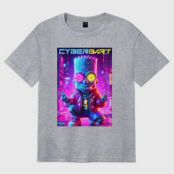 Футболка оверсайз женская Cyber Bart in metropolis - neon glow, цвет: меланж
