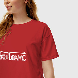 Футболка оверсайз женская Бах и Брамс белыми буквами, цвет: красный — фото 2