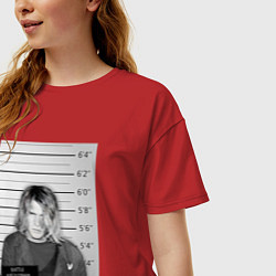 Футболка оверсайз женская Курт Кобейн арестован, цвет: красный — фото 2