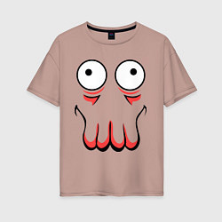 Футболка оверсайз женская John Zoidberg Face, цвет: пыльно-розовый
